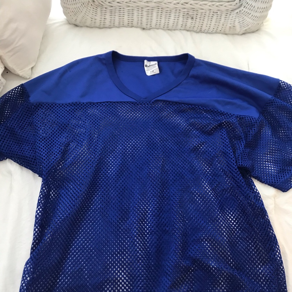 Blue Jersey Net Top- perfect for a coverup!